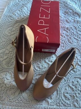 Capezio Camel/Tan Leather Mary Jane Heels with Ankle Strap